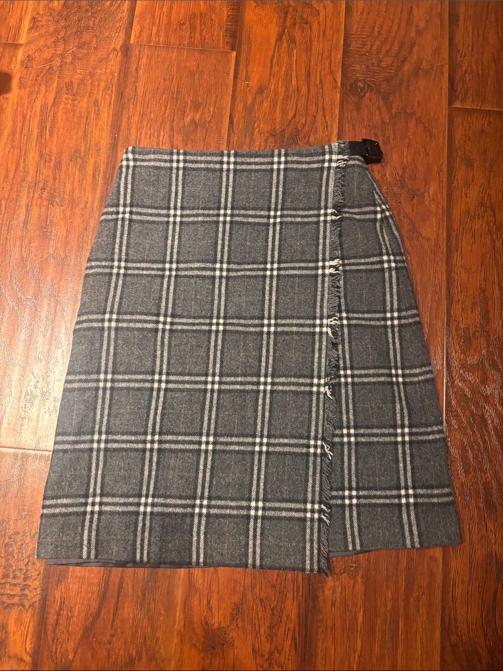 Wool Plaid Wrap Skirt